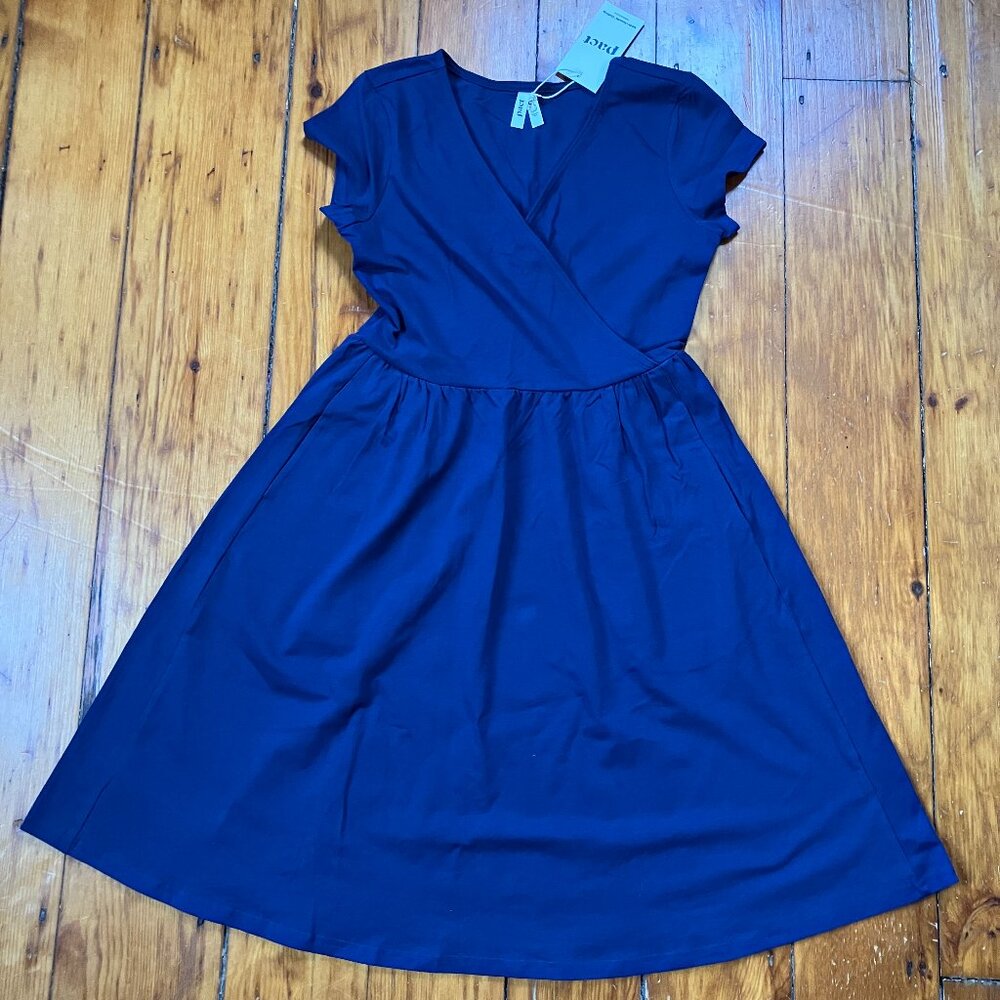 Pact organic cotton fit and flare crossover dress